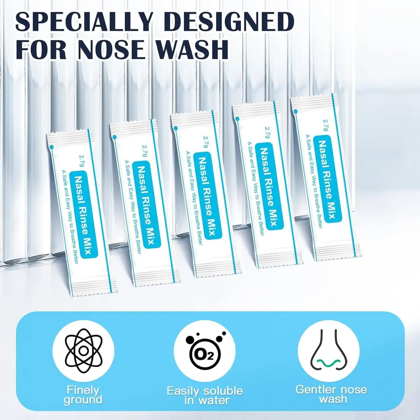 Pre-Mixed Saline Packets for Sinus Rinse and Nasal Irrigation Systems, 30 Count, Pharmaceutical Grade and PH Balanced